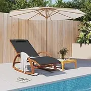 Rocking Chair Grey Textilene and Solid Wood Poplar,Rocking Chair with Durable Solid Wood Frame and Comfortable Textilene Seat for Outdoor and Garden