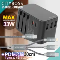 在飛比找PChome24h購物優惠-CITY 萬用轉接頭急速充電器33W PD快充+TypeC 