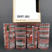 Culver International Xmas #825 Christmas Set of 15oz Cooler Glasses ORGINAL BOX