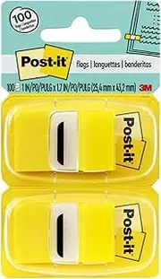 Post-it Flags Value Pack, Yellow, 1-Inch Wide, 50/Dispenser, 12-Dispensers/Pack