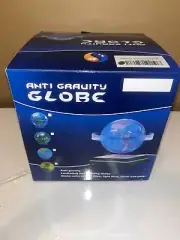 NIB Antigravity Globe Earth Levitating & Rotating Dark & Light Blue Silver Gold