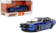 Jada Toys Bigtime Muscle 1:24 1970 Ford Mustang Boss 429 Die-cast Car – Opening Doors, Hood, Trunk, Rubber Tires(Candy Blue/Black Flames)