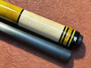 TNT Custom Pool Cue 1 of 1 With Jacoby Black Carbon Fiber Shaft. Colonel Mustard