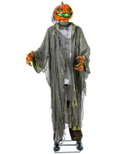 National Tree Company 78 Animated Halloween Pumpkin Man Motion Activated Decor