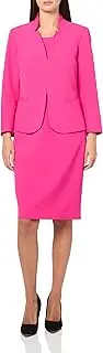 [Le Suit] Women's Notched Collar Cardigan-Style Blazer & Dress, 2pc Set