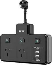 Lvpradior 6-Outlet Surge Protector Power Board with 2 USB-C & 2 USB-A – 3000W/4000J Smart Power Strip, Touch Night Light, Individual Switches, for Home Office, Gaming & Kitchen(Black)