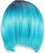 Healeved Fashion Headwear Short Straight Bob Wigs Gradient Bangs for Parties Daily Use