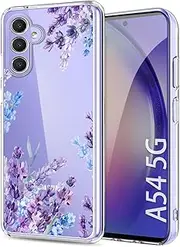 [CICIBER] Samsung Galaxy A54 5G Case, Ultra Thin Transparent TPU Mobile Phone Case for Samsung A54, Slim Fit Shockproof Protective Case Galaxy A54 Case Cover with Lavender Flowers Motif