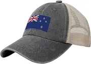 [Generic] Flag of Newzealand Cowboy Mesh Baseball Cap for NewZealander Man Woman Outdoor Adjustable Denim Hat