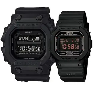 CASIO 卡西歐 G-SHOCK 經典軍事風情侶手錶 對錶(GX-56BB-1+DW-5600MS-1)