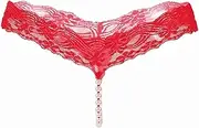 [HCHJNPAS] Charm Chain Sexy Lace T-Pants Pearl Massage Mini Panties Ladies Transparent Underwear Women Sexy Chain Thongs Sexy Panties Women