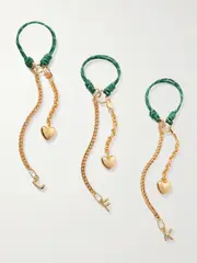 [Martha Calvo] Martha Calvo - Initial Gold-plated And Silk-cord Bag Charm - Green - R R Green
