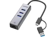 Unitek 4-in-1 USB Multi-Port Hub with 2-in-1 Connectors (USB-C & USB-A) - Space