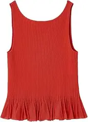 MIESROHE(ミースロエ) Meesloe MWNT252005 Women's 2-Way Sheer Stripe Peplum Top