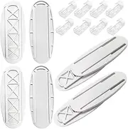 4 Pack Power Strip Holder with 16 Pcs Clear Cable Organizer Clips, Self Adhesive Oval Wall Mount Plug-in Socket Fixer Bracket Stand for Remote Control Router Desk Computer Kitchen Home Office, Oval