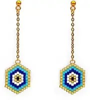 WEAV Miyuki Gold Color Red Blue Turkish Eye Stud Earrings Fashion Jewelry For Women