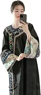 [JIMINISO] Vintage Round Neck Printed Long Sleeved Cheongsam Dresses Women Qipao Qing Dynasty Cosplay Princess Costumes Vestidos
