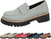 [Generic] Bootara Loafers Women, Bootara Women's Plus Size Casual Retro Suede Loafers with Chunky Heel Platform for Office
