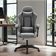 Furb Fabric Gaming Chairs for Adults, Height Adjustable Gamer Chair with 135° Recline, Ergonomic Computer Chair 360° Swivel Seat Reclining Chair with Headrest & Lumbar Support for Office, Kids, Black