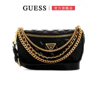 在飛比找Yahoo奇摩購物中心優惠-【GUESS】垂墜金鍊皮革腰包-黑