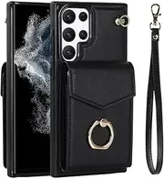 for Samsung S23 Ultra S22 S21 S20 FE Plus Note 20 10 Pro A12 A13 A22 A33 A51 A52 A53 A71 A72 Wallet Leather,Black,for Samsung S20 FE
