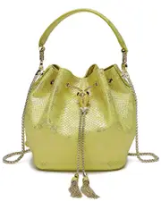 Tiffany & Fred Paris Snake Printed Leather Drawstring Bucket Bag