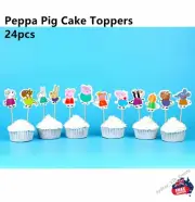 24PCS PEPPA PIG BIRTHDAY PARTY CAKE TOPPERS DECOR DOUBLE SIDE PRINT AUSSIE STOCK