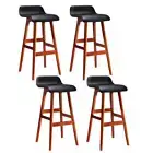 4x Bar Stools Wooden Stool Home Bar Cafe Restuarant Seating Chairs Stools- Black