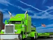 1/64 DCP LIME GREEN PETERBILT 379 W/ 63" MID ROOF SLEEPER & TALBERT LOWBOY