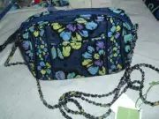 Vera Bradley Indigo Pop Quilted 7'' Wallet Bag w Chain Strap NWT