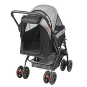 4-Wheel Pet Stroller with Brakes, 44 lbs Capacity, Easy Fold & Reversible Handle