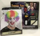 Adult Clown Wig Rainbow Afro Circus Costume With Face Paint Halloween Unisex NEW