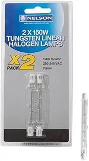 Nelson R75 J Type Clear Linear Twin Pack Tungsten Halogen, 150 W