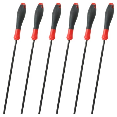 6Pcs Chainsaw Chain Sharpening File 13/64-Inch(5.2mm) with Black Steel Sharpener