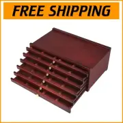 Elegant 6-Drawer Beech Wood Art Supply Storage Box - Portable Mahogany Organizer