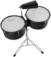Latin Percussion 13" & 14" Timbales Drum Set with Stand and Cowbell Black One Size