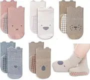 [Hanycr] 5 Pairs Unisex Non Slip Grip Socks,Breathable Ankle Socks with Grips For Boys Girls for 1-3Years