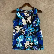 Chico's Tank Top Womens 00/XS Blue Grotto Touch of Cool Floral Polished Knit NEW