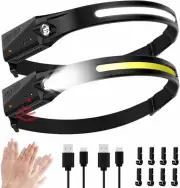 JIALINBIN Headlamp Flashlight, 2Packs Rechargeable Headlamps, 2 Pack, Black
