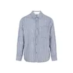 [Craig Green] Craig Green-Blue Chalk Hand-Frayed Stripe Cotton Shirt-Uomo S