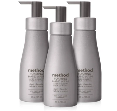 3 Pack ✨ Method Violet Lavender Foaming Hand Soap 10oz Silver Aluminum Bottle E