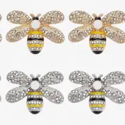 BuzzGlam Crystal Bee Buttons: 4PCS Alloy Rhinestone Embellishments for DIY Shoes