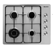 600mm Stainless Steel Gas Cooktop with Wok Burner, FFD, Black Enamelled Trivets