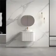 750-1500*455*450mm INF RIO Matt White High Moisture Resistant Plywood Cabinet Only Or White Calacutta Stone Top Wall Hung Vanities