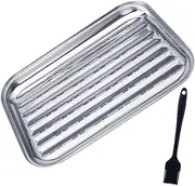 Milisten 1 Set Grill Plate Grill Serving Platter Grill Pan Barbecue Plate Tray Tray Grilling Accessories Baking Pan Barbecue Tray Grilling Prep Trays Stainless Steel