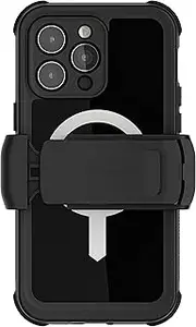 Ghostek NAUTICAL Waterproof Case for iPhone 14 Pro Max Screen Camera Lens Protector Holster Belt Clip MagSafe Heavy Duty Shockproof Full Body Covers Designed for 2022 Apple iPhone14ProMax 6.7" (Black)