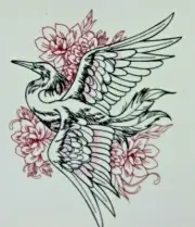 Graceful Heron Bathroom White Hand Towel Set Embroidered Beautiful