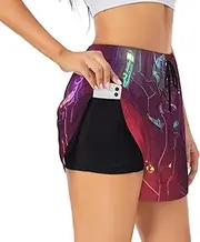 [GaxfjRu] Darts Arrows Furture Print Women's Running Shorts High Waisted Running Shorts Pocket Sporty Gym Elastic Short