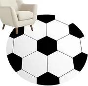Round Nursery Rug,Anti-Skid Floor Carpet with Soccer Design - Machine Washable Circular Rug for Dining Room Nursery Kids Classroom