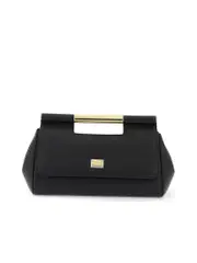 Dolce & Gabbana Sicily Clutch with Metal Handle and Logo Plaque